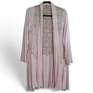 Maria Gabrielle Women's Size 1X Open Front Long Cardigan Lace Inset #26